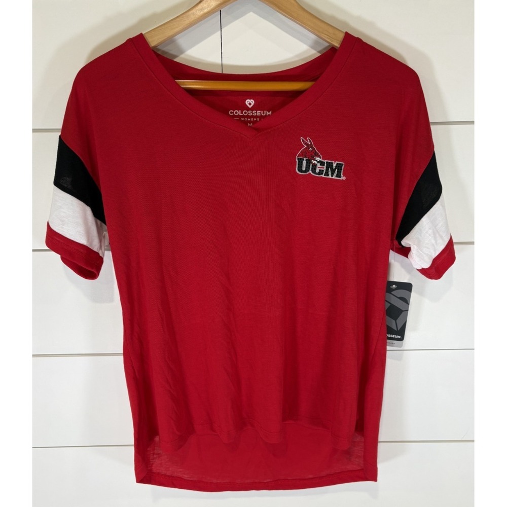 Colosseum Womens University of Central Missouri UCM Mules M Red V-Neck Shirt NWT